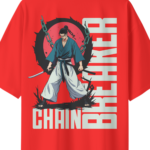 oversize-chain-breaker-unisex-red-tshirt-close-up-view-yuvio
