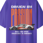 oversized-driven-by-passion-unisex-blue-tshirt-close-up-view-yuvio