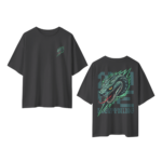 oversized-lightning-snake-unisex-black-tshirt-front-back-view-yuvio