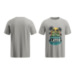 regular-fit-hustle-now-paradise-later-unisex-melange-grey-tshirt-front-back-view-yuvio
