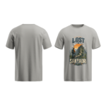 regular-fit-lost-in-sahyadri-unisex-melange-grey-tshirt-front-back-view-yuvio