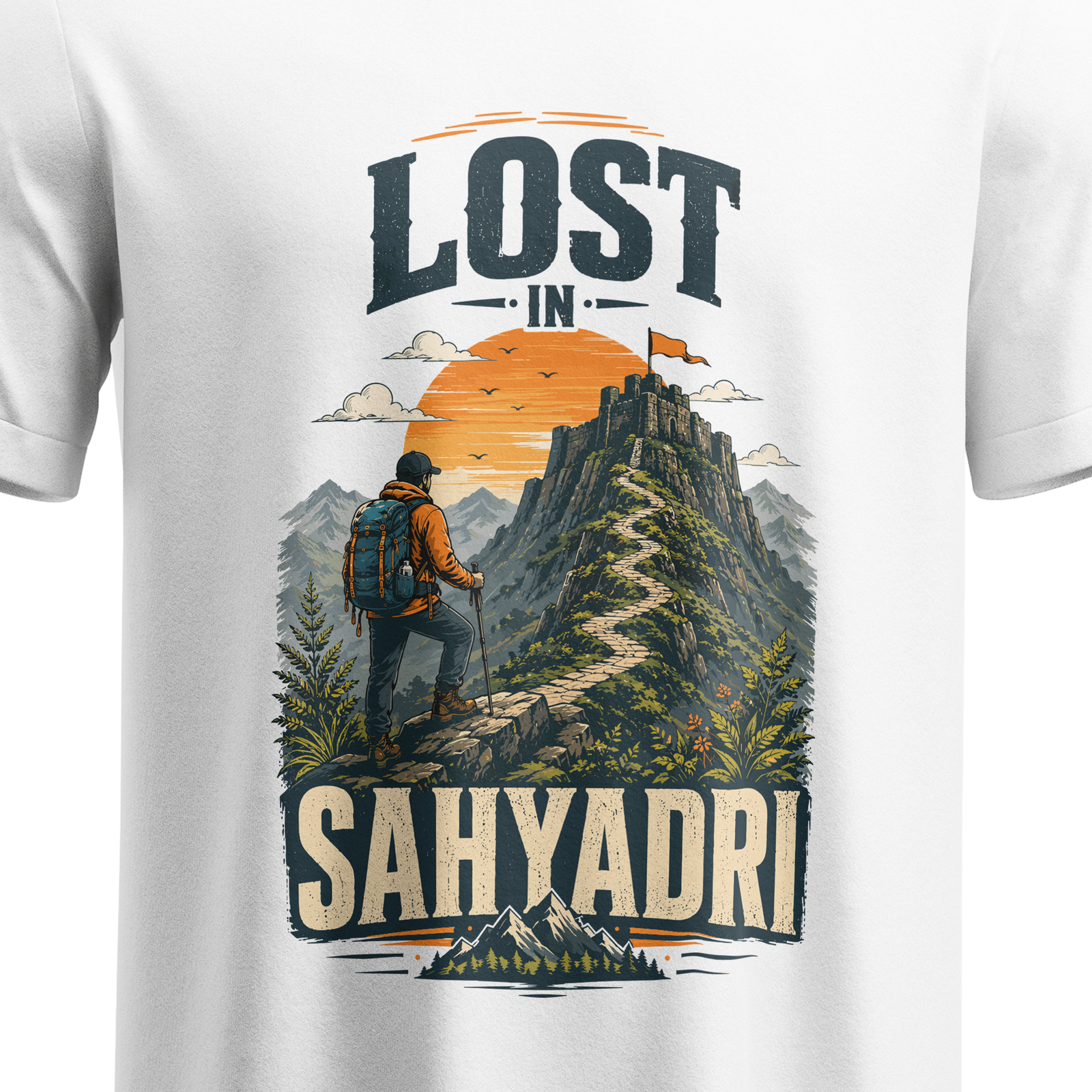 regular-fit-lost-in-sahyadri-unisex-white-tshirt-close-up-view-yuvio