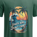 regular-fit-salty-air-dont-care-unisex-olive-green-tshirt-close-up-view-yuvio