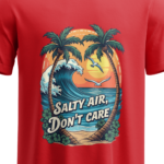 regular-fit-salty-air-dont-care-unisex-red-tshirt-close-up-view-yuvio