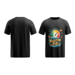 regular-fit-vacation-fuel-unisex-black-tshirt-front-back-view-yuvio