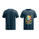 regular-fit-vacation-fuel-unisex-navy-blue-tshirt-front-back-view-yuvio