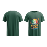regular-fit-vacation-fuel-unisex-olive-green-tshirt-front-back-view-yuvio