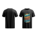 regular-fit-work-hard-vacation-harder-unisex-black-tshirt-front-back-view-yuvio