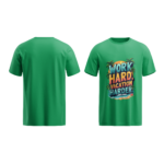 regular-fit-work-hard-vacation-harder-unisex-green-tshirt-front-back-view-yuvio