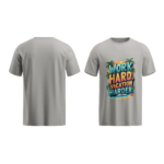 regular-fit-work-hard-vacation-harder-unisex-melange-grey-tshirt-front-back-view-yuvio