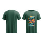 regular-fit-work-hard-vacation-harder-unisex-olive-green-tshirt-front-back-view-yuvio